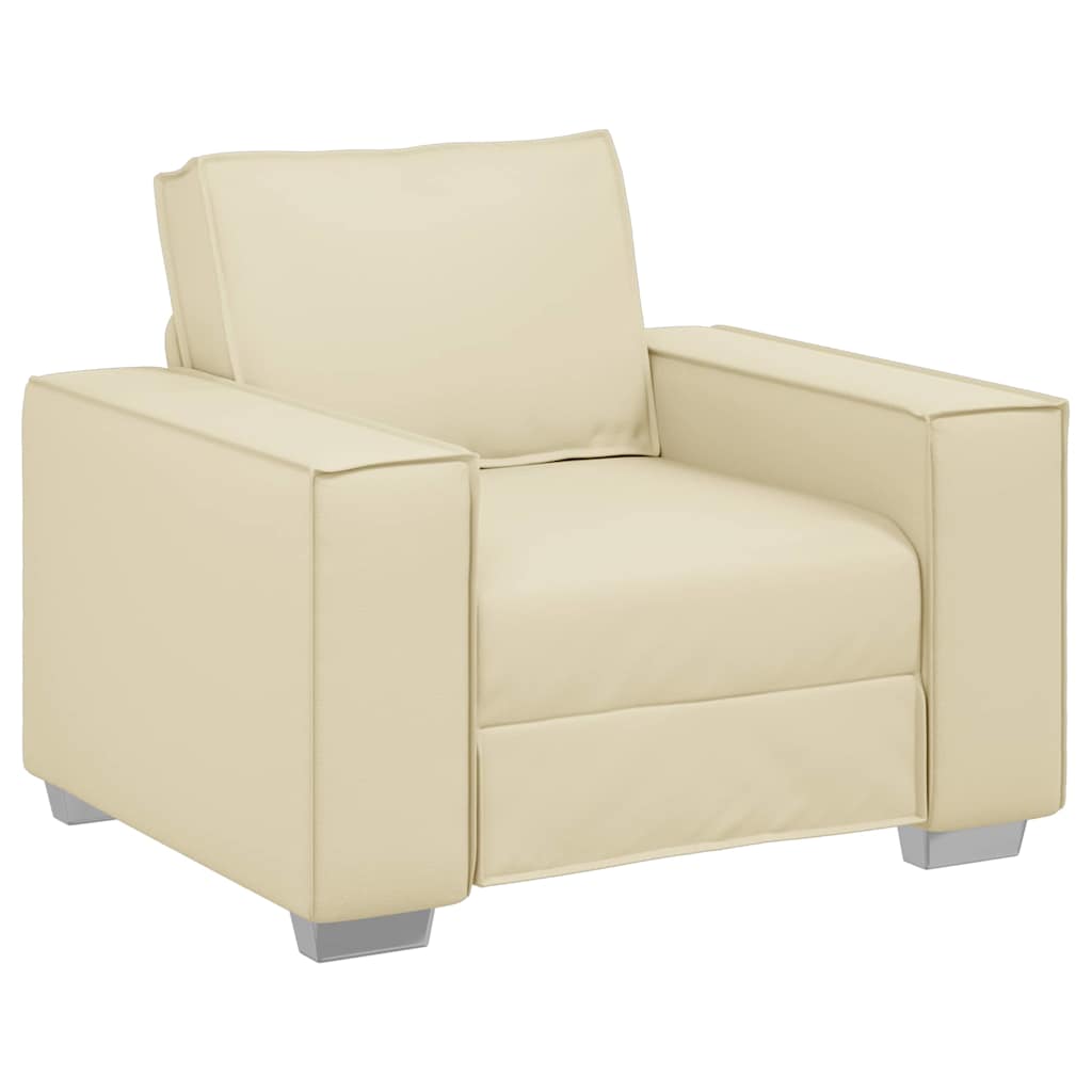 Poltrona Sofa Crema 100 cm Pelle Sintetica