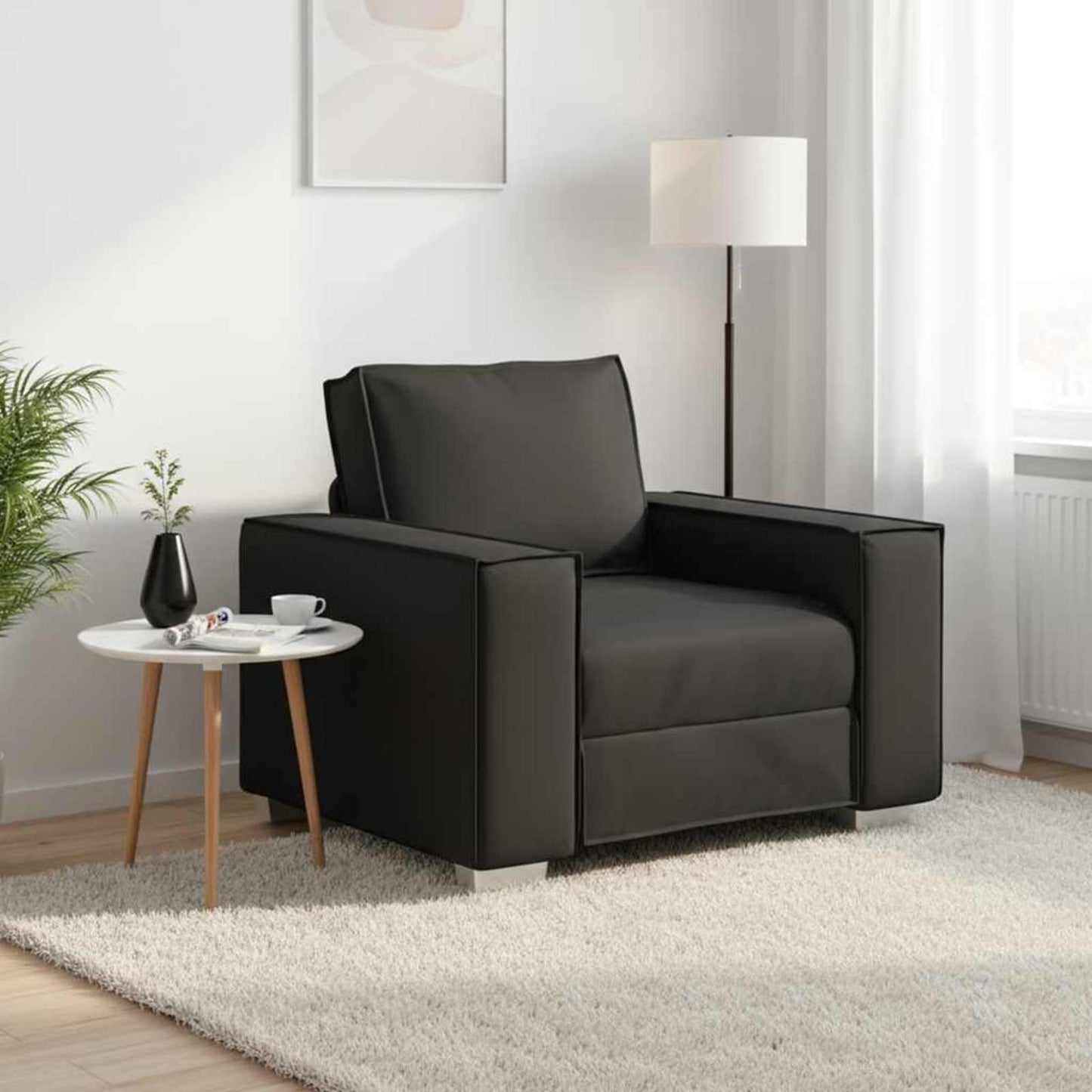 Poltrona Sofa Nero 100 cm Pelle Sintetica | homemem39