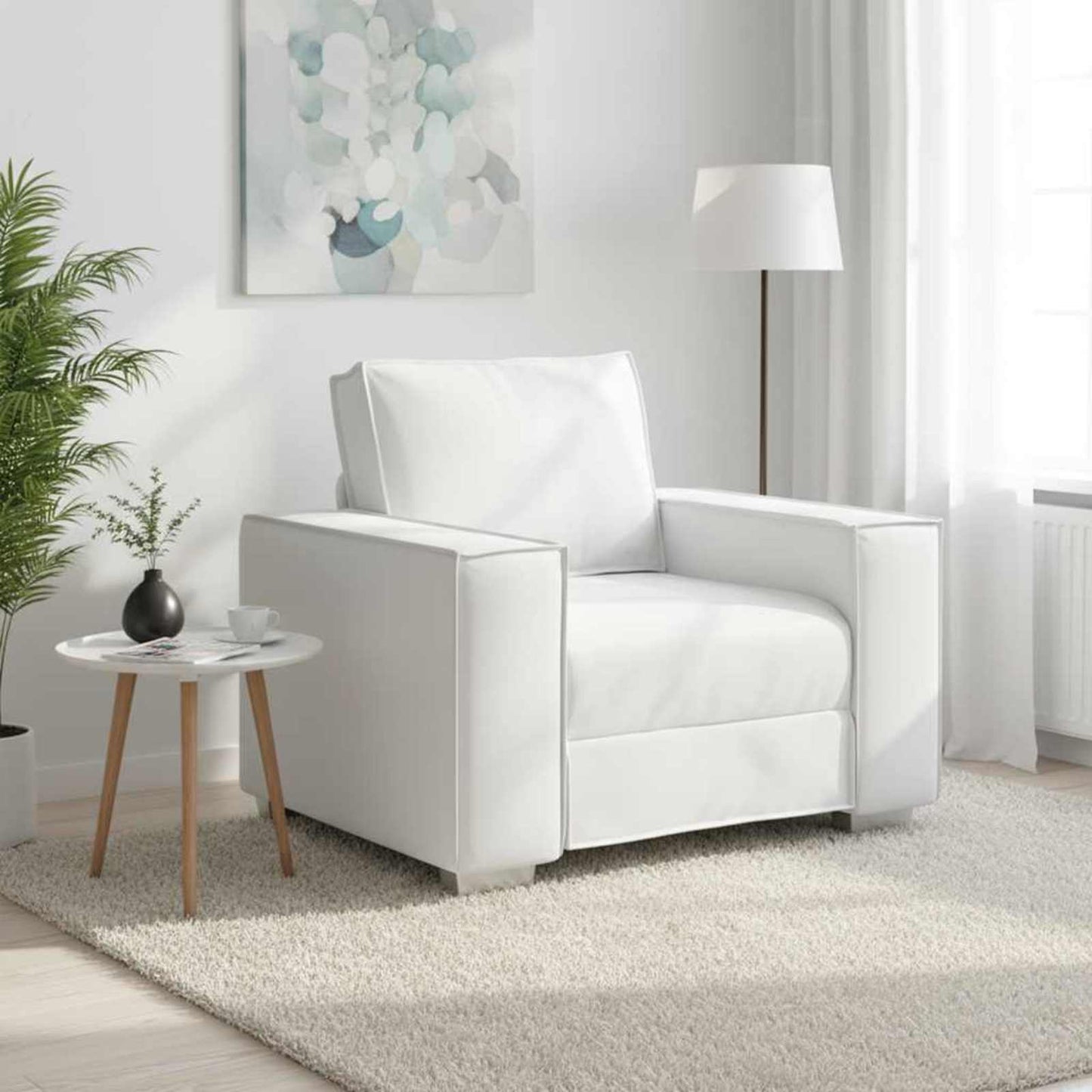 Poltrona Sofa Bianco 100 cm Pelle Sintetica | homemem39