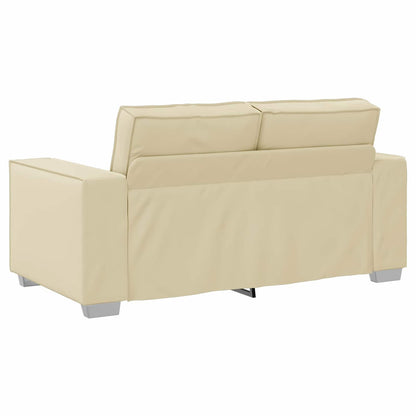 Divano a due posti Crema 160 cm Pelle Sintetica
