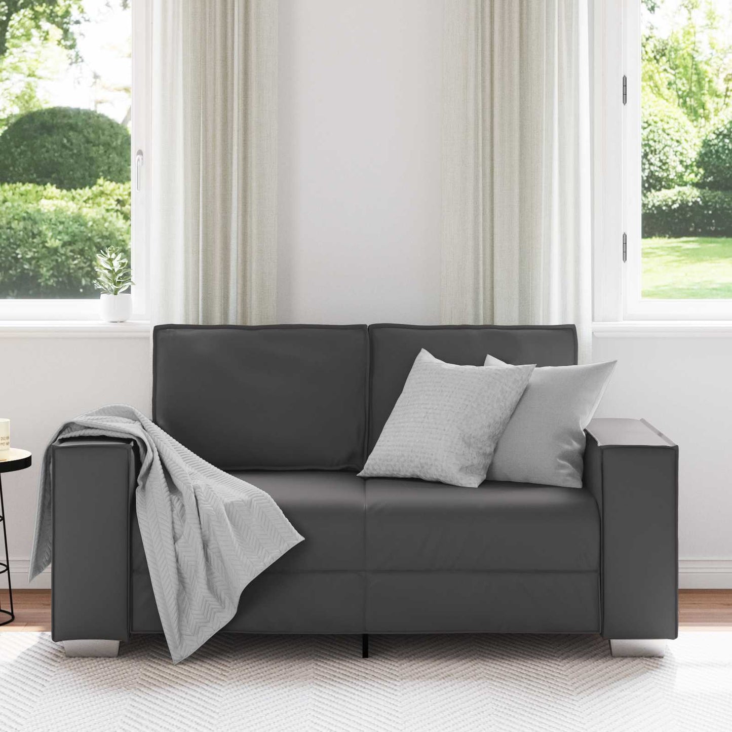 Divano a due posti Grigio 160 cm Pelle Sintetica | homemem39