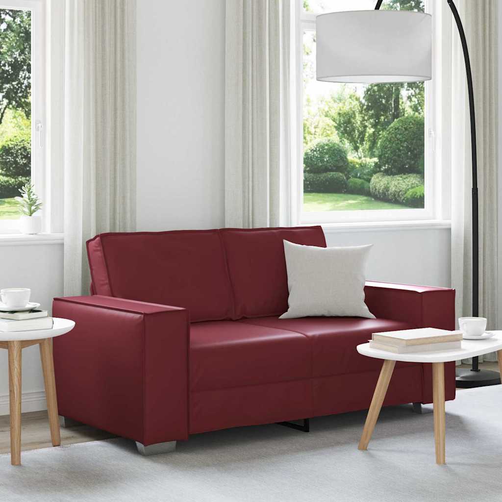 Divano a due posti Rosso Vino 160 cm Pelle Sintetica
