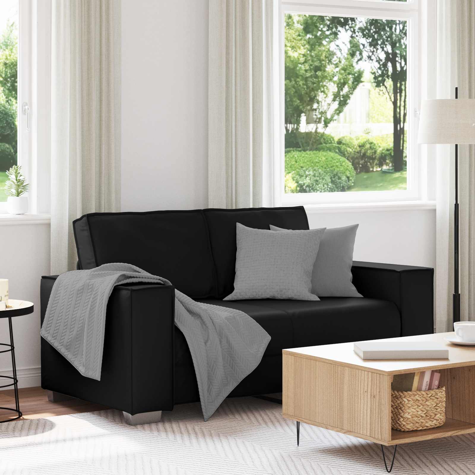 Divano a due posti Nero 160 cm Pelle Sintetica | homemem39