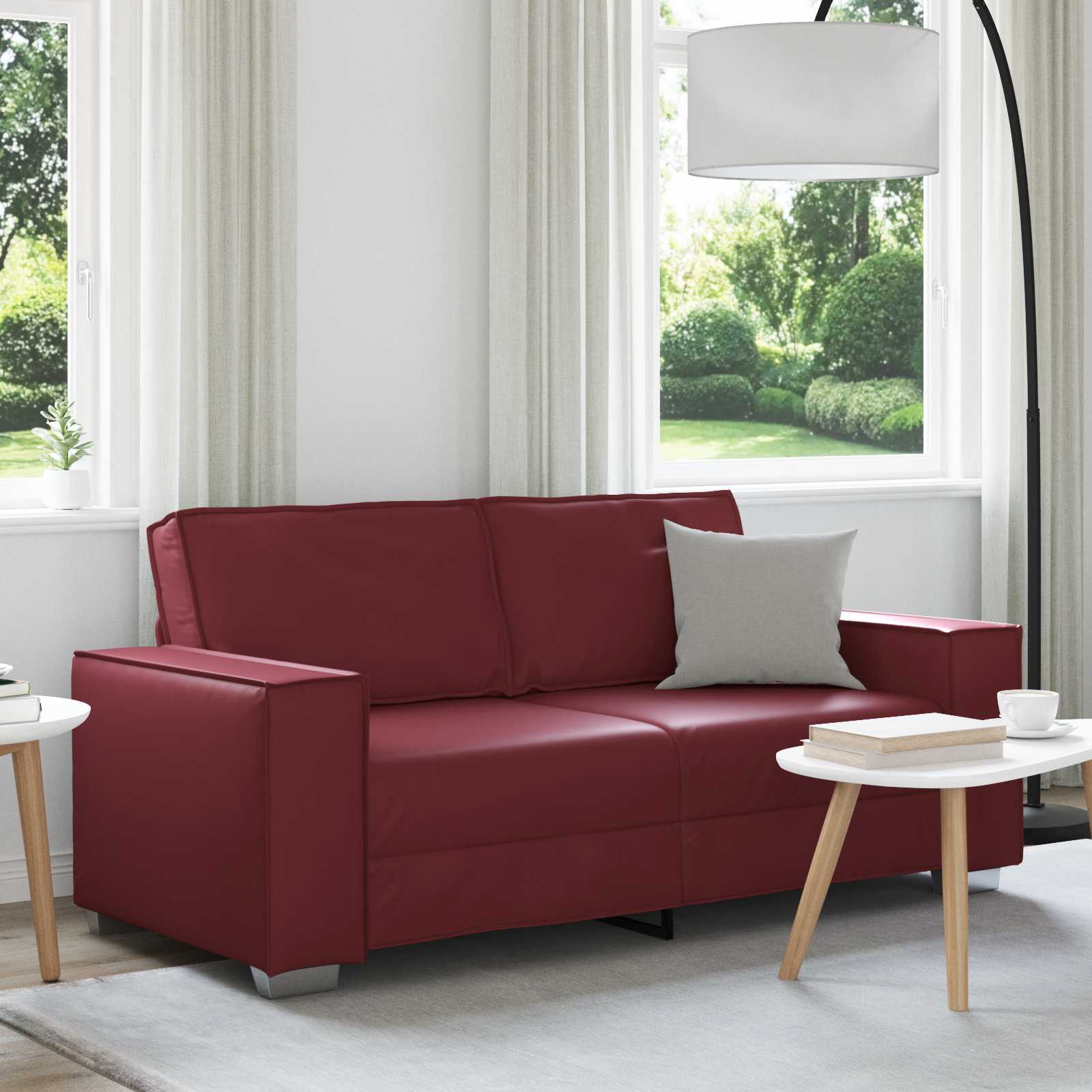 Divano a due posti Rosso Vino 180 cm Pelle Sintetica | homemem39