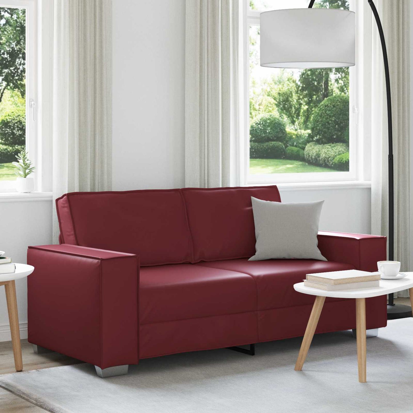 Divano a due posti Rosso Vino 180 cm Pelle Sintetica
