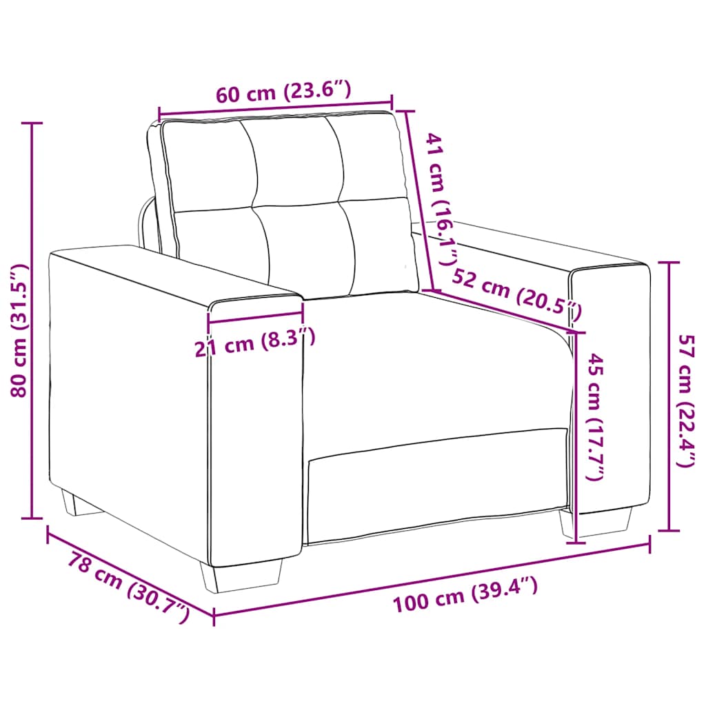 Poltrona Tortora 100x78x80 cm in Tessuto | homemem39