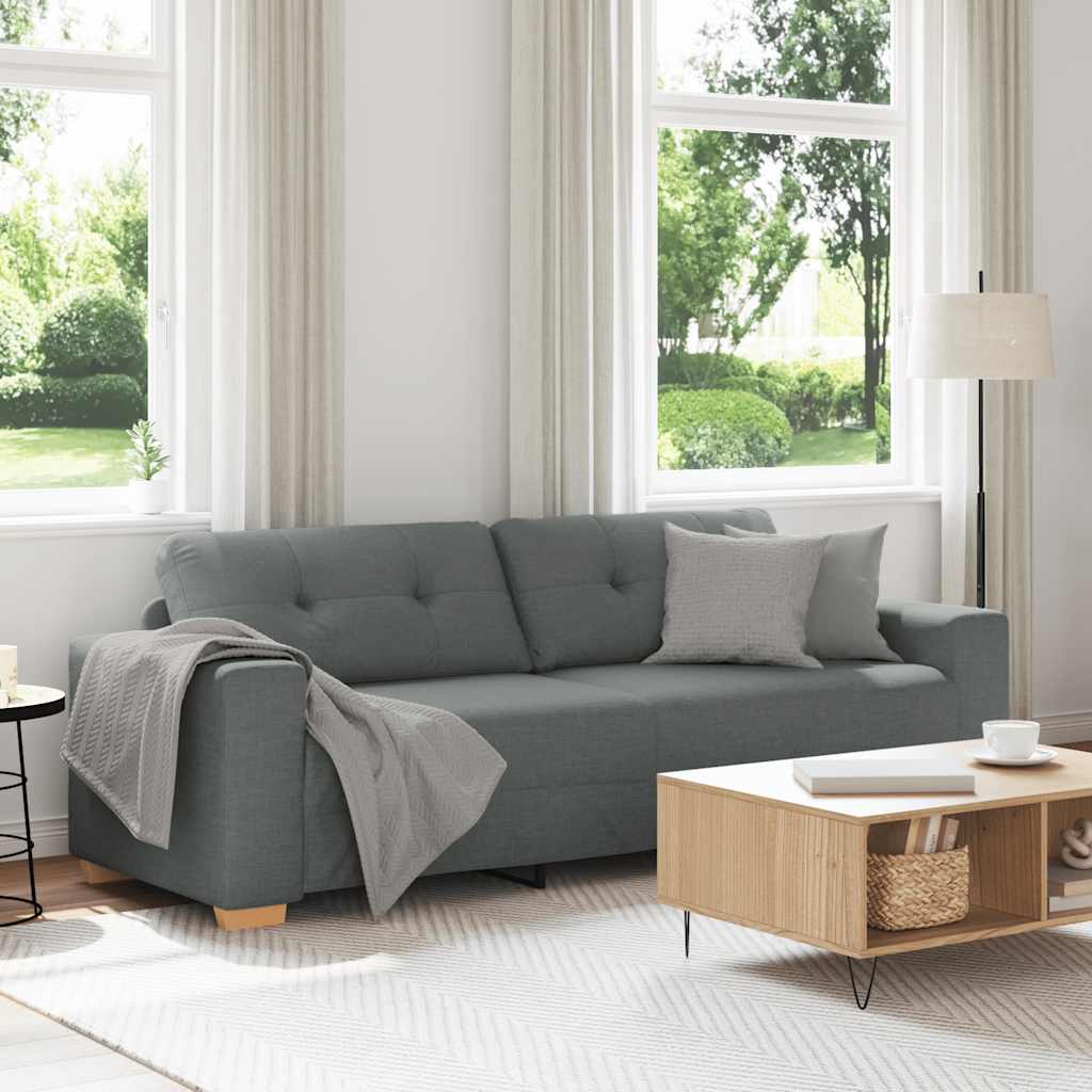 Divano a 3 posti Grigio Scuro 220x78x80 cm in Tessuto | homemem39
