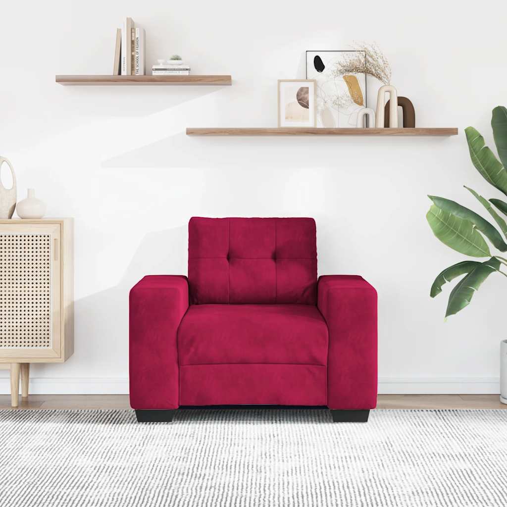 Divano Sedia Rosso Vino 100x78x80 cm Velluto | homemem39