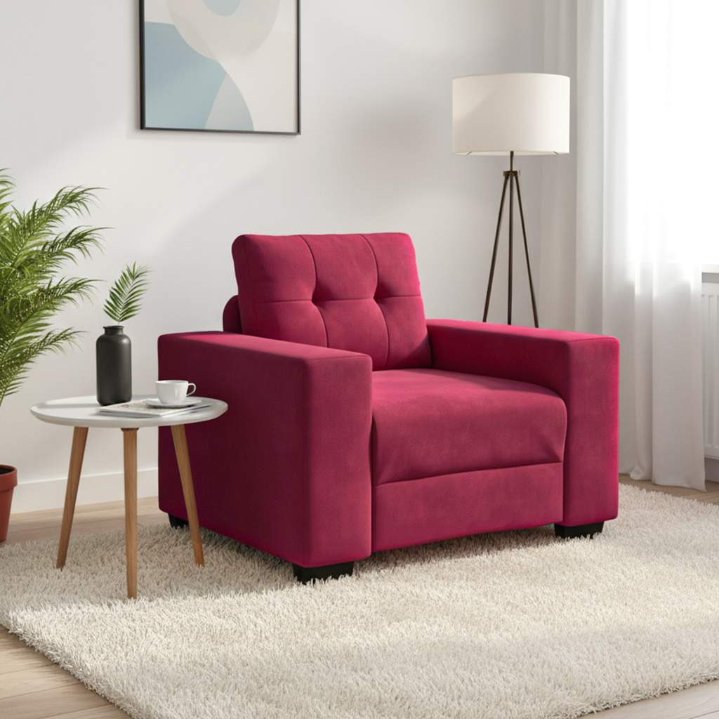 Divano Sedia Rosso Vino 100x78x80 cm Velluto | homemem39