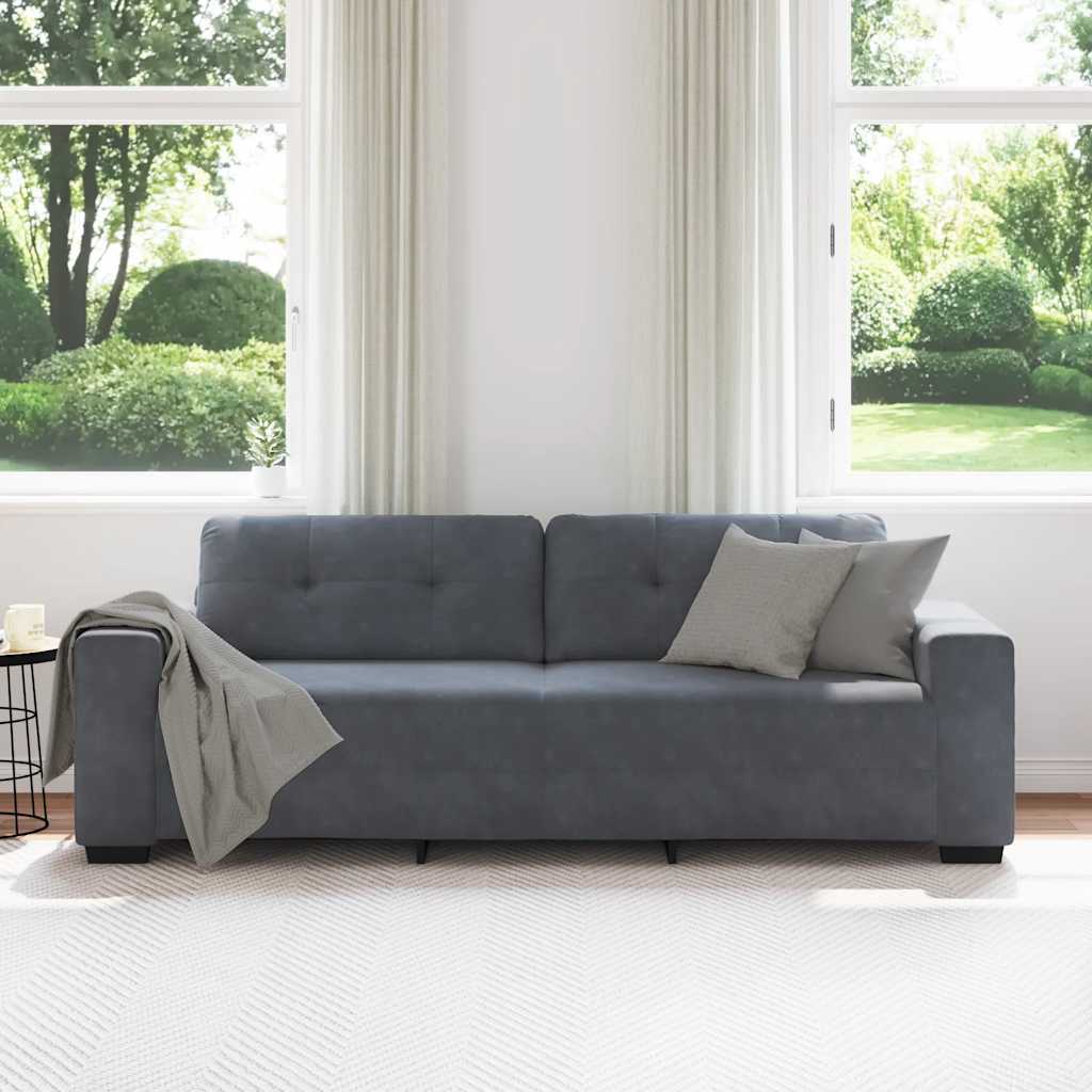 Divano a 3 posti Grigio Scuro 220x78x80 cm in Velluto | homemem39