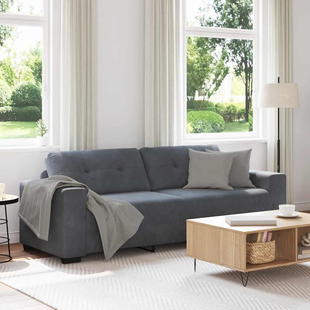 Divano a 3 posti Grigio Scuro 220x78x80 cm in Velluto | homemem39