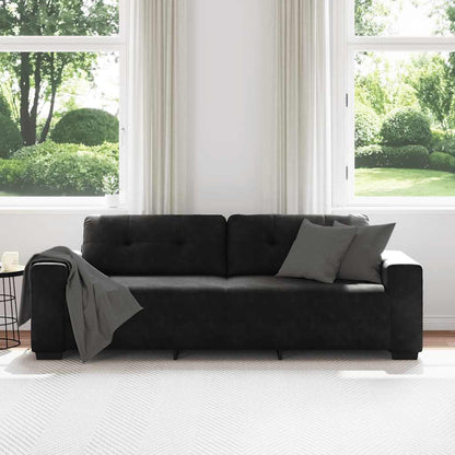 Divano a 3 posti Nero 220x78x80 cm in Velluto | homemem39