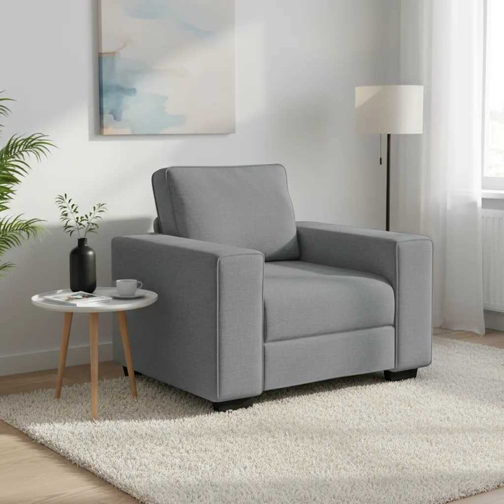 Poltrona Grigio Chiaro 100x77x82 cm in Tessuto | homemem39