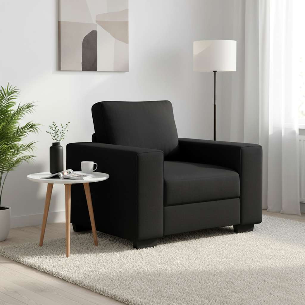 Poltrona Nera 100x77x82 cm in Tessuto