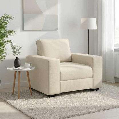 Poltrona Sofa Beige 100 cm Tessuto misto lino | homemem39