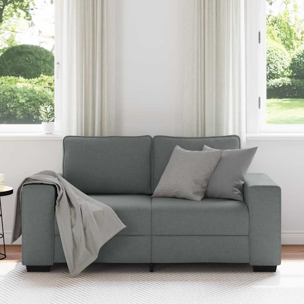 Divano a 2 Posti Grigio Scuro 160x77x82 cm in Tessuto | homemem39