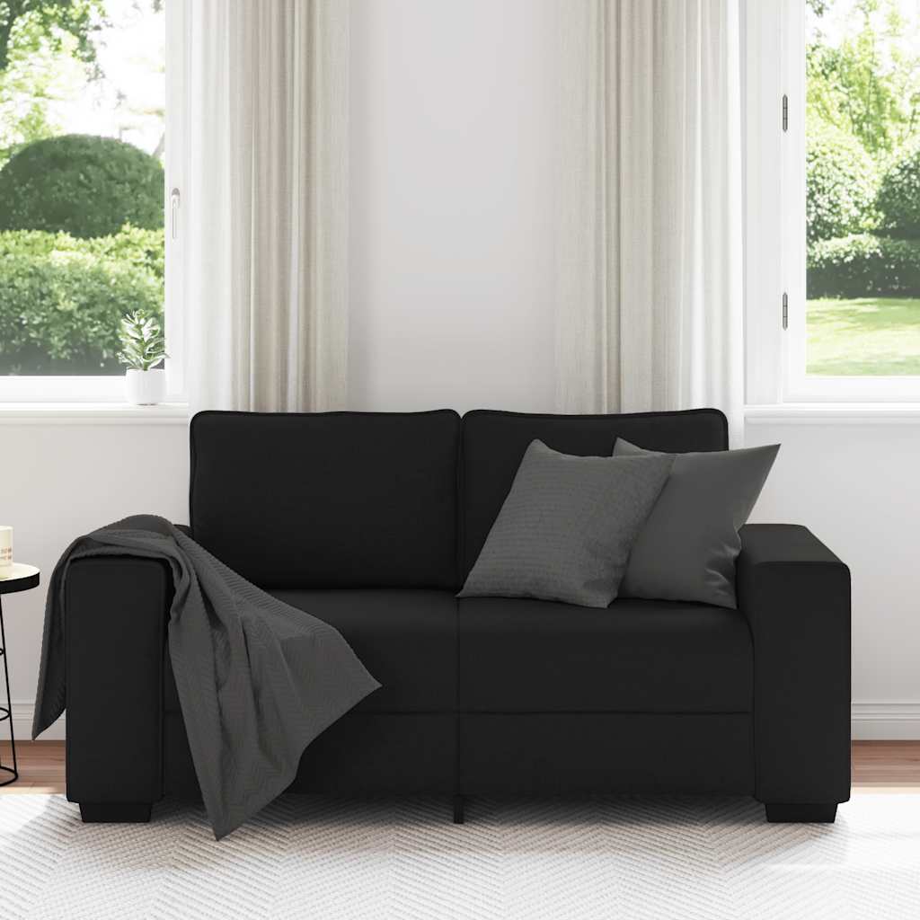 Divano a 2 Posti Nero 160x77x82 cm in Tessuto | homemem39