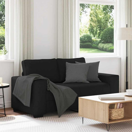 Divano a 2 Posti Nero 160x77x82 cm in Tessuto
