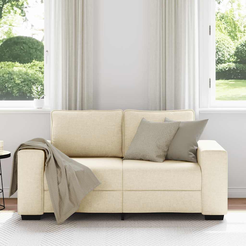Divano a 2 Posti Crema 160x77x82 cm in Tessuto | homemem39