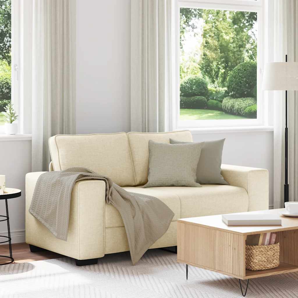 Divano a 2 Posti Crema 160x77x82 cm in Tessuto