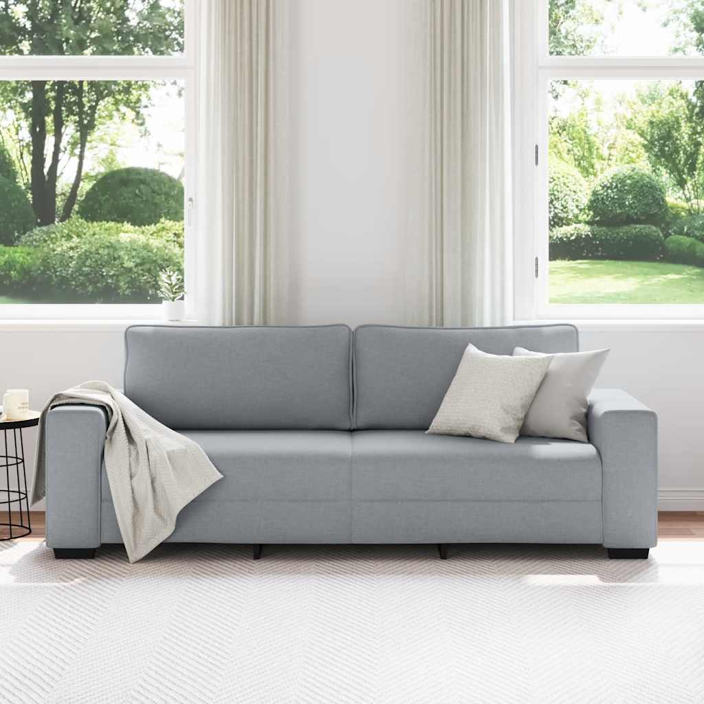 Divano a 3 Posti Grigio Chiaro 220x77x82 cm in Tessuto | homemem39