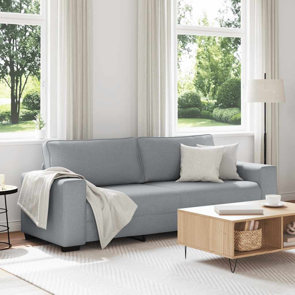 Divano a 3 Posti Grigio Chiaro 220x77x82 cm in Tessuto | homemem39