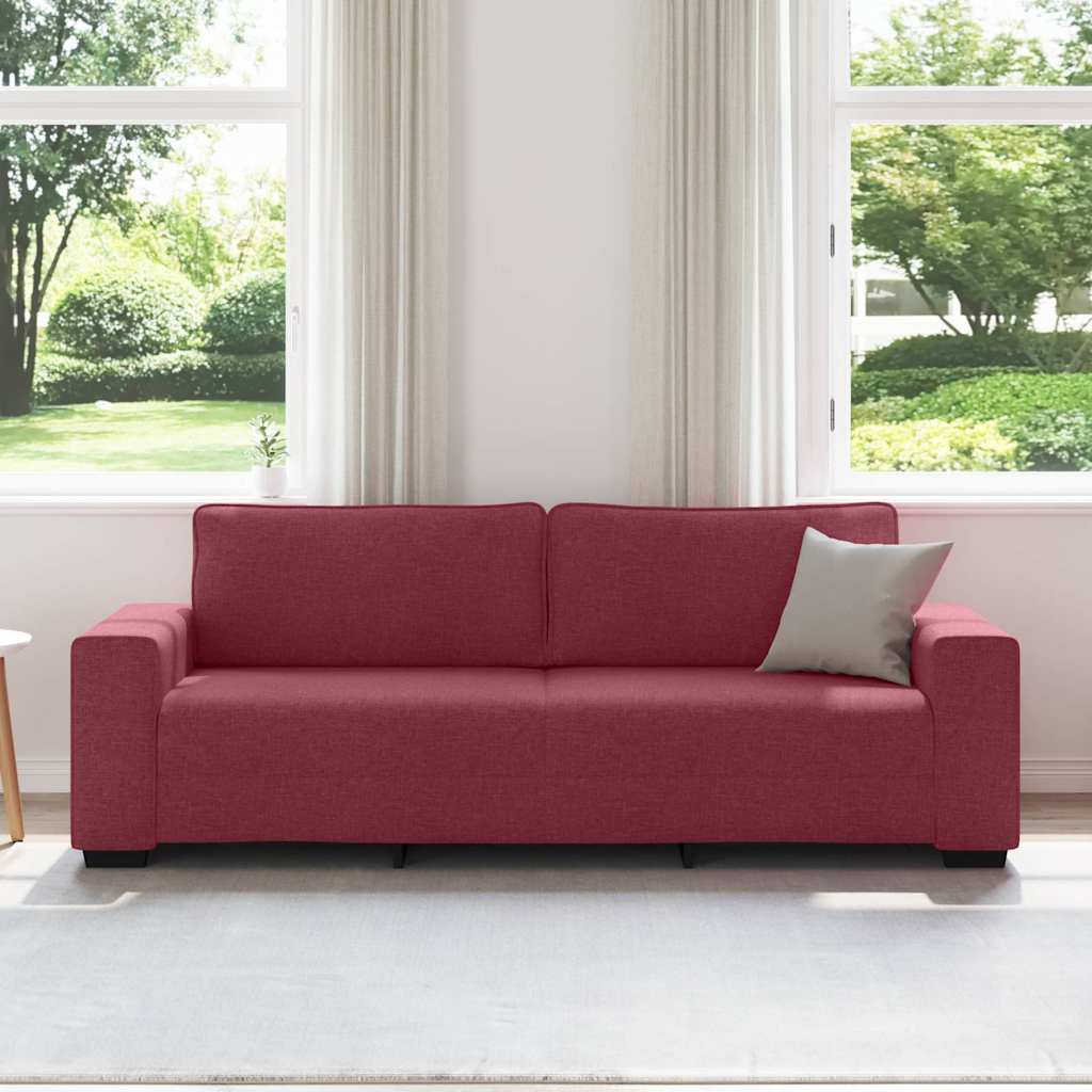 Divano a 3 Posti Rosso Vino 220x77x82 cm in Tessuto | homemem39