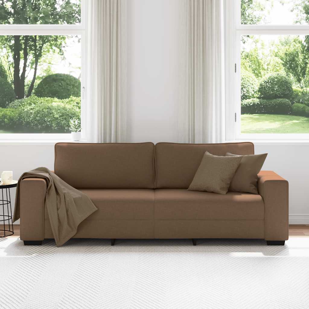 Divano a 3 Posti Marrone 220x77x82 cm in Tessuto | homemem39