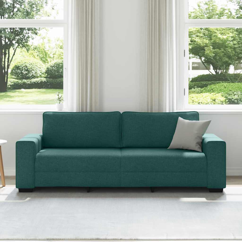 Divano a 3 Posti Verde Scuro 220x77x82 cm in Tessuto | homemem39