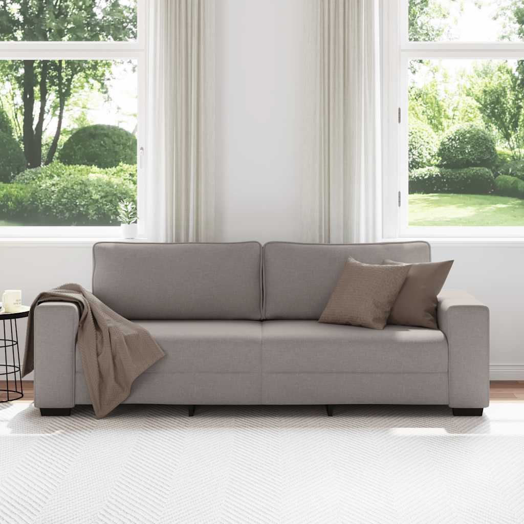 Divano a 3 Posti Tortora 220x77x82 cm in Tessuto | homemem39