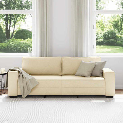 Divano a 3 Posti Crema 220x77x82 cm in Tessuto