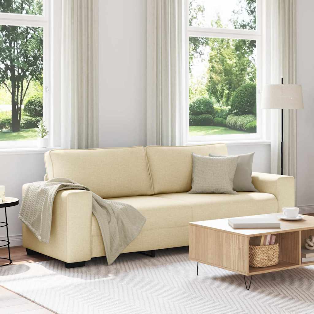 Divano a 3 Posti Crema 220x77x82 cm in Tessuto | homemem39