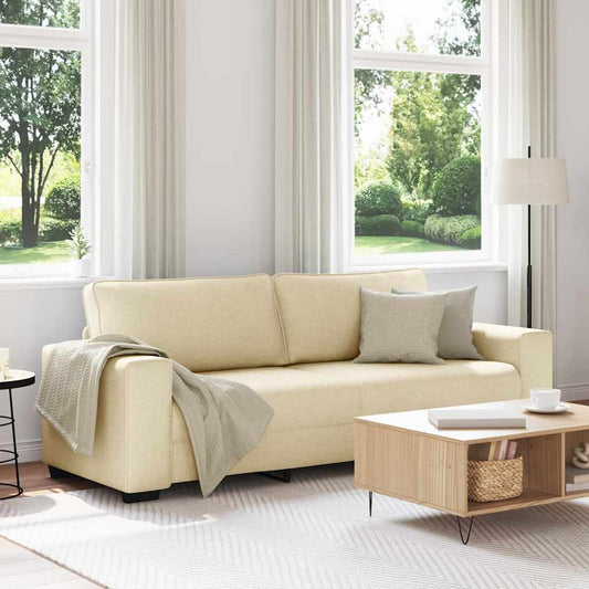 Divano a 3 Posti Crema 220x77x82 cm in Tessuto | homemem39