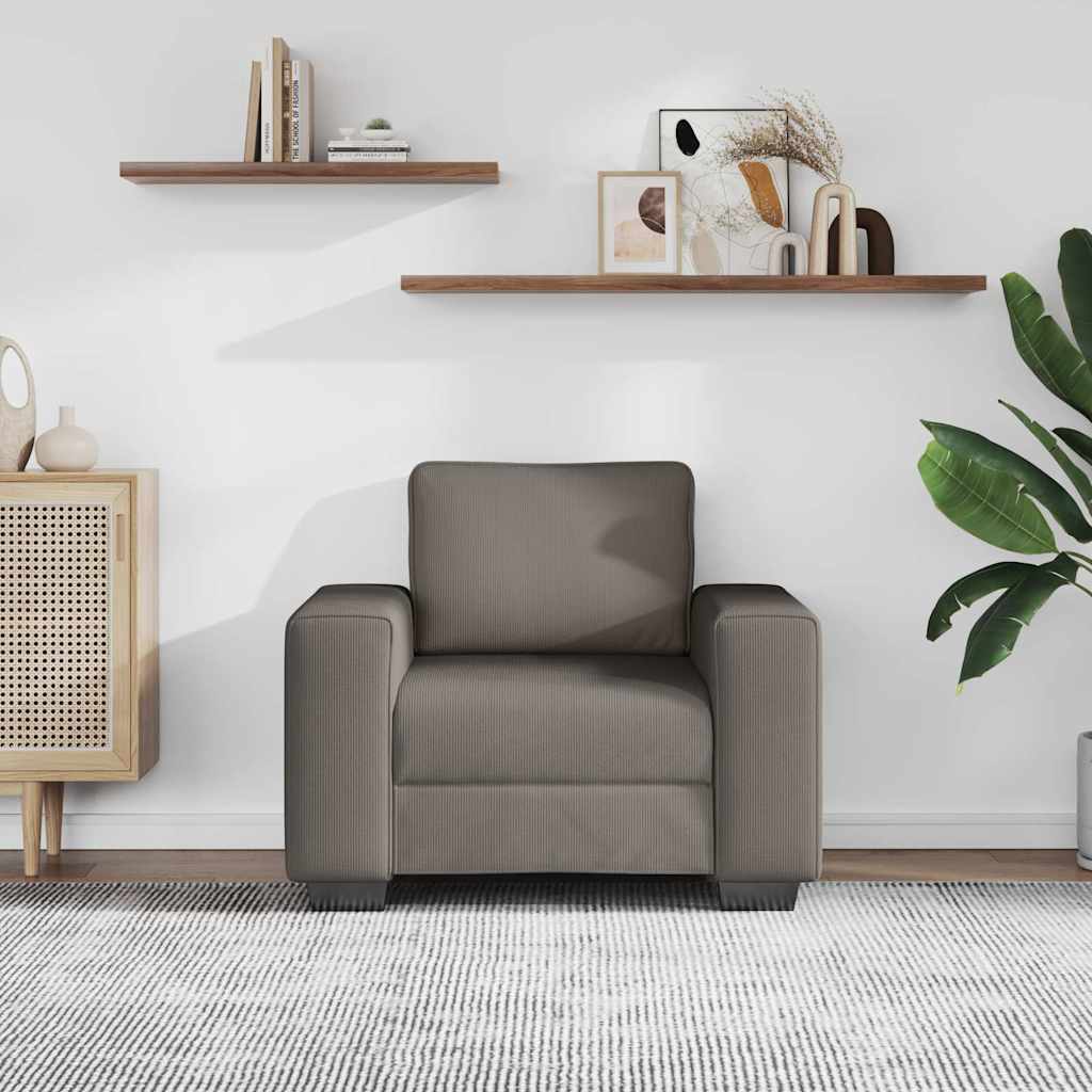 Divano Sedia Grigio Chiaro 100x77x82 cm Tessuto di Velluto a Coste | homemem39