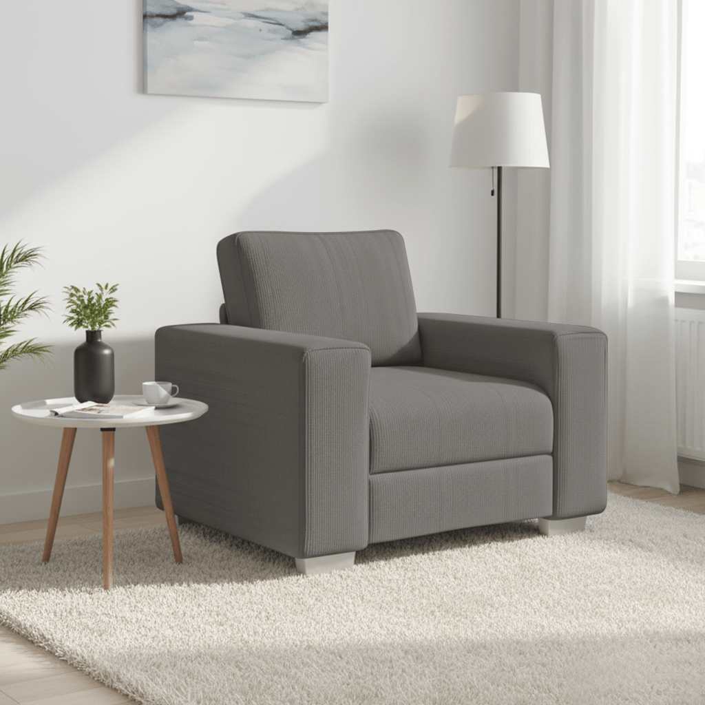 Divano Sedia Grigio Chiaro 100x77x82 cm Tessuto di Velluto a Coste | homemem39