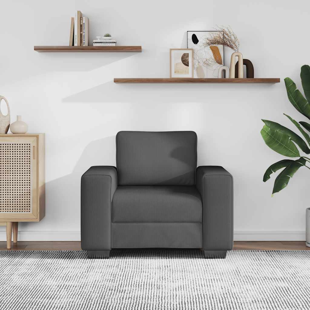 Divano Sedia Grigio Scuro 100x77x82 cm Tessuto di Velluto a Coste | homemem39