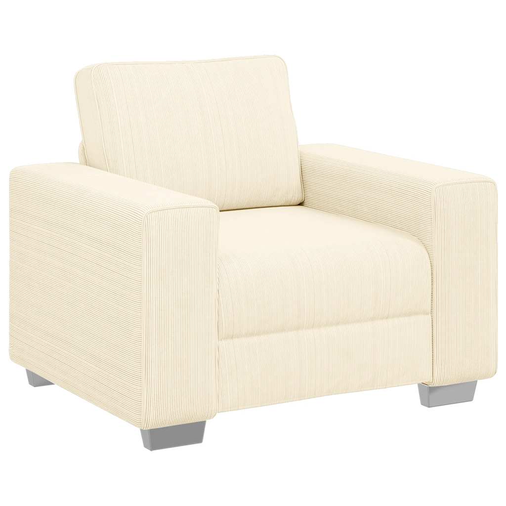 Divano Sedia Crema 100x77x82 cm Tessuto di Velluto a Coste | homemem39