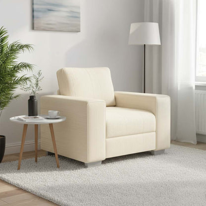 Divano Sedia Crema 100x77x82 cm Tessuto di Velluto a Coste | homemem39