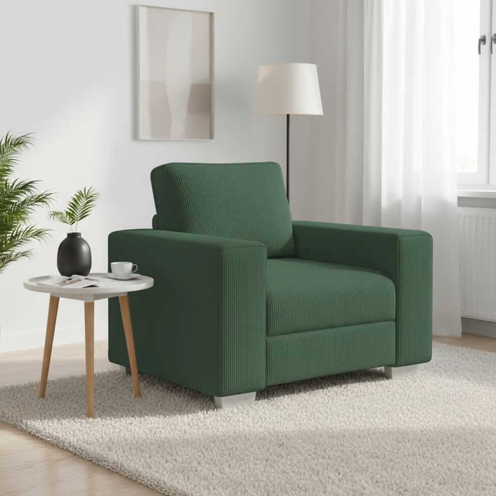 Divano Sedia Verde Scuro 100x77x82 cm Tessuto di Velluto a Coste