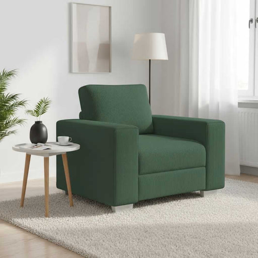 Divano Sedia Verde Scuro 100x77x82 cm Tessuto di Velluto a Coste