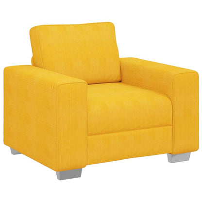 Divano Sedia Giallo Chiaro 100x77x82 cm in Tessuto di Velluto a Coste | homemem39
