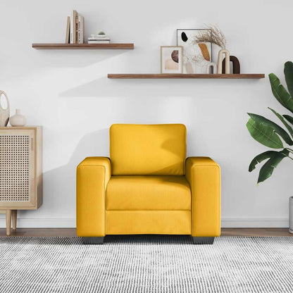 Divano Sedia Giallo Chiaro 100x77x82 cm in Tessuto di Velluto a Coste | homemem39