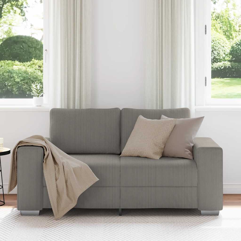 Divano Divanetto Grigio Chiaro 160x77x82cm Tessuto di Velluto a Coste | homemem39