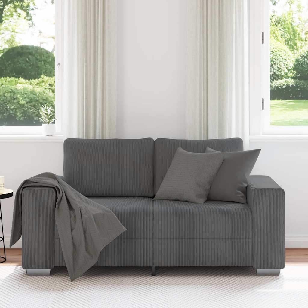 Divano Divanetto Grigio Scuro 160x77x82 cm Tessuto di Velluto a Coste