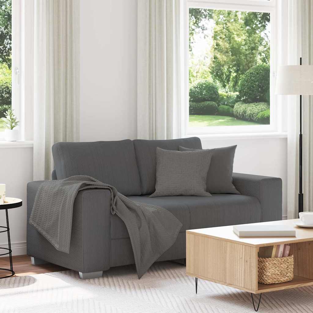Divano Divanetto Grigio Scuro 160x77x82 cm Tessuto di Velluto a Coste