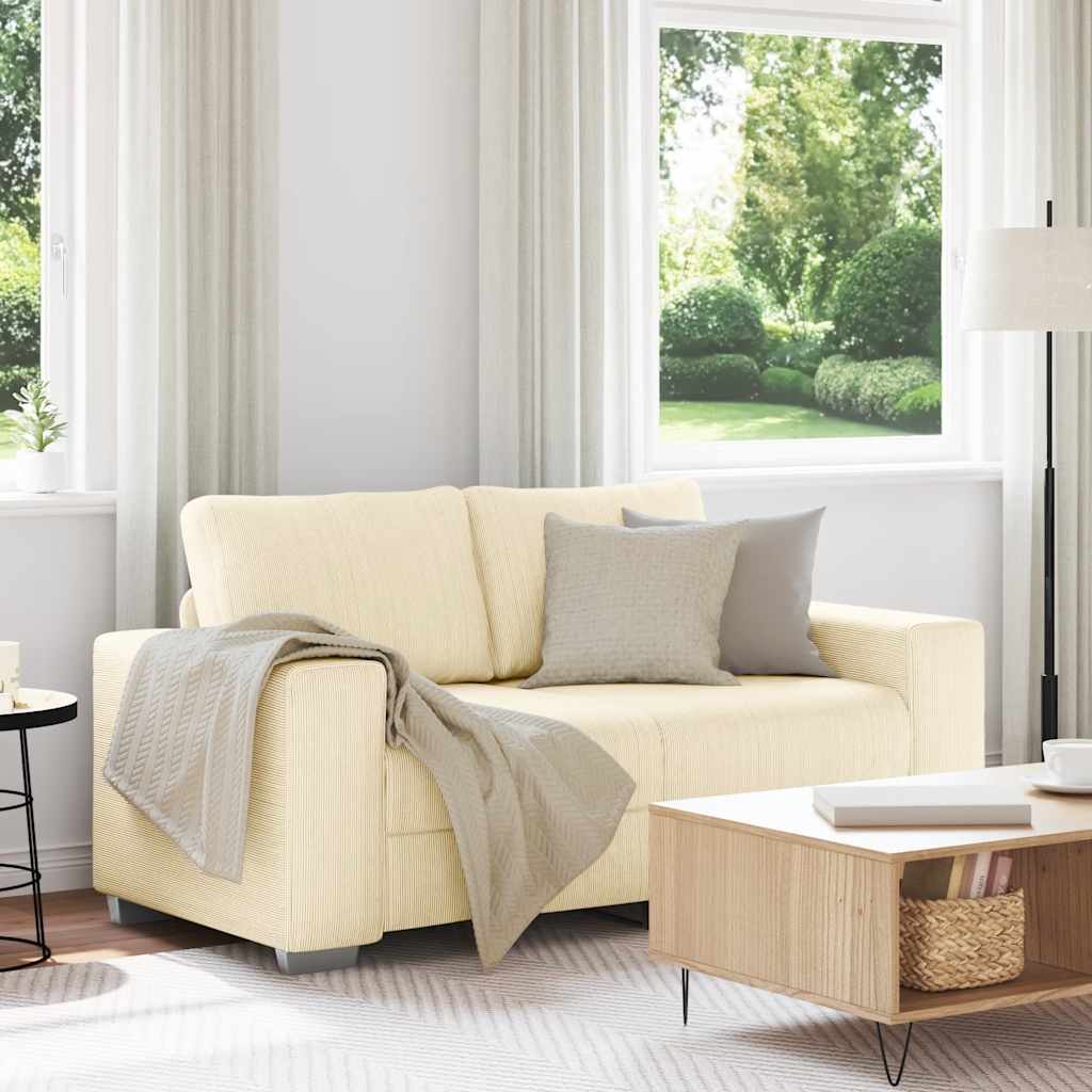 Divano Divanetto Crema 160x77x82 cm Tessuto di Velluto a Coste