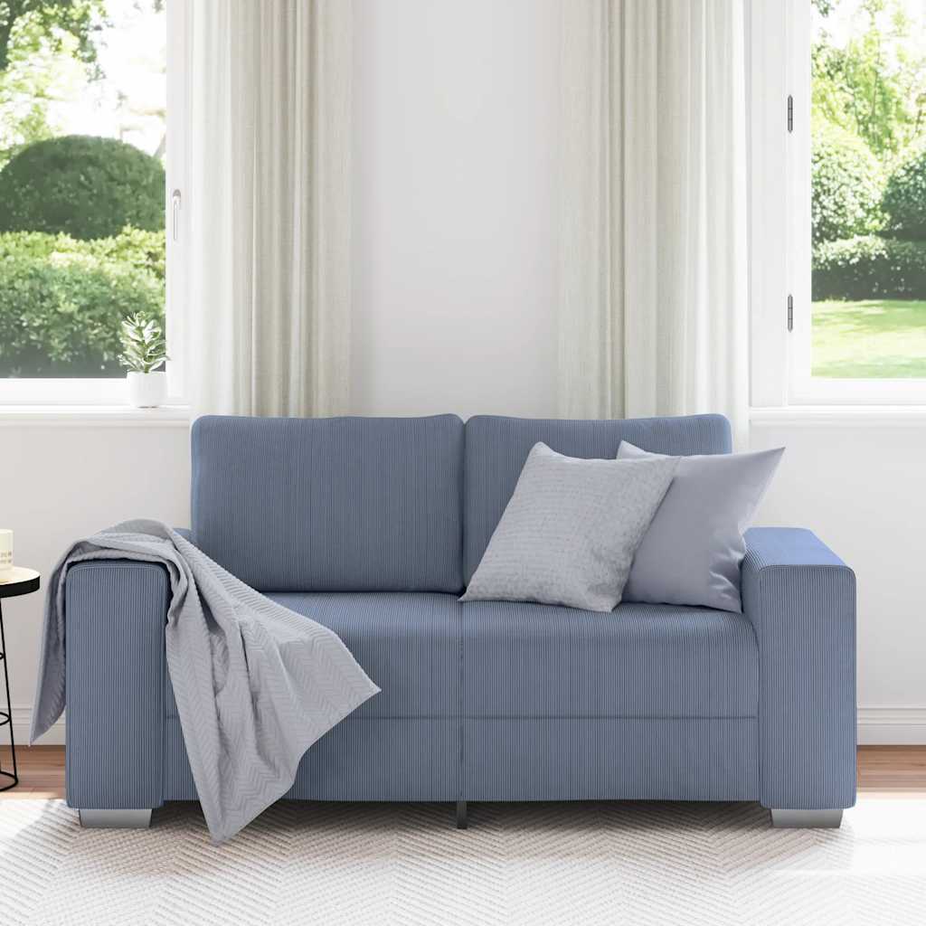 Divano Divanetto Blu 160x77x82 cm Tessuto di Velluto a Coste | homemem39