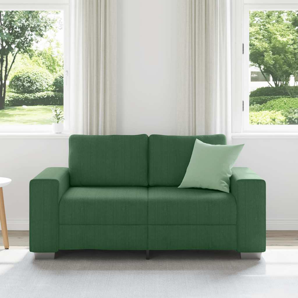 Divano Divanetto Verde Scuro 160x77x82cm Tessuto di Velluto a Coste | homemem39