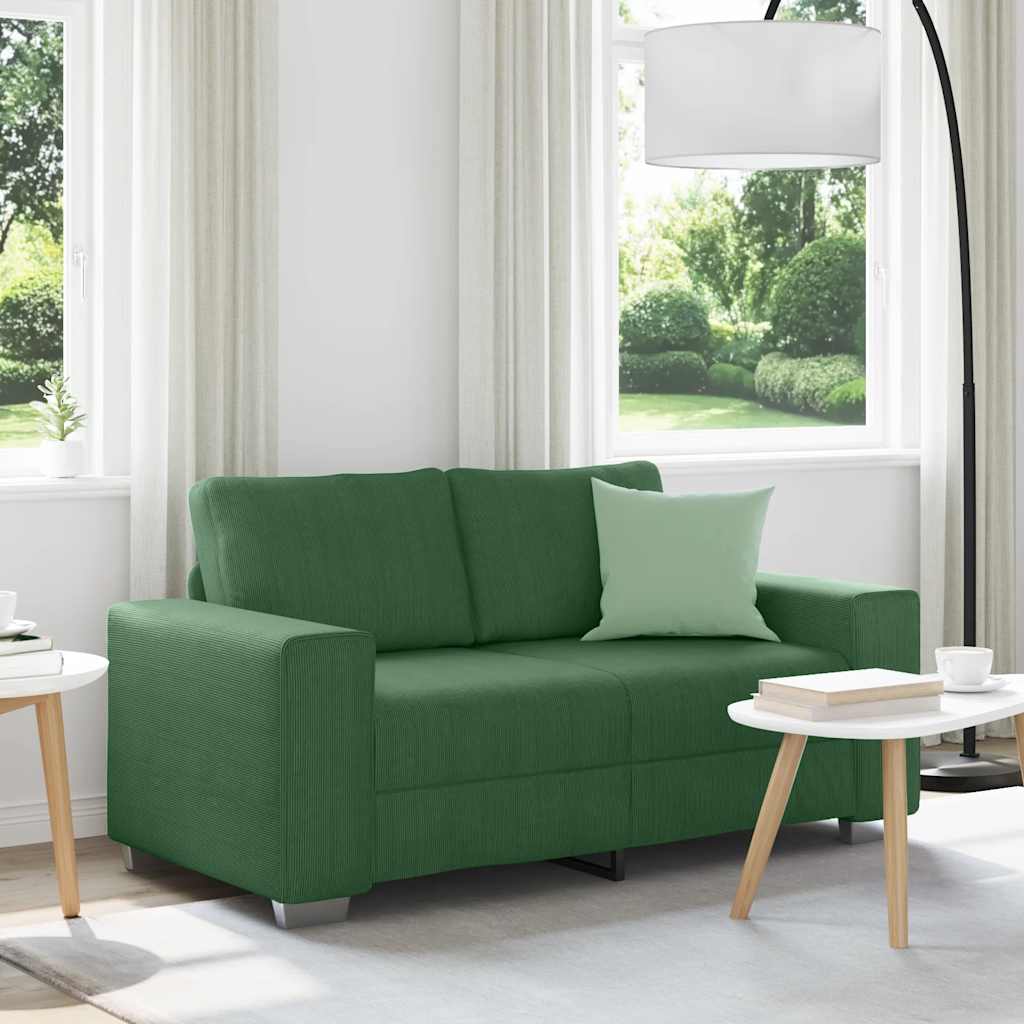 Divano Divanetto Verde Scuro 160x77x82cm Tessuto di Velluto a Coste | homemem39