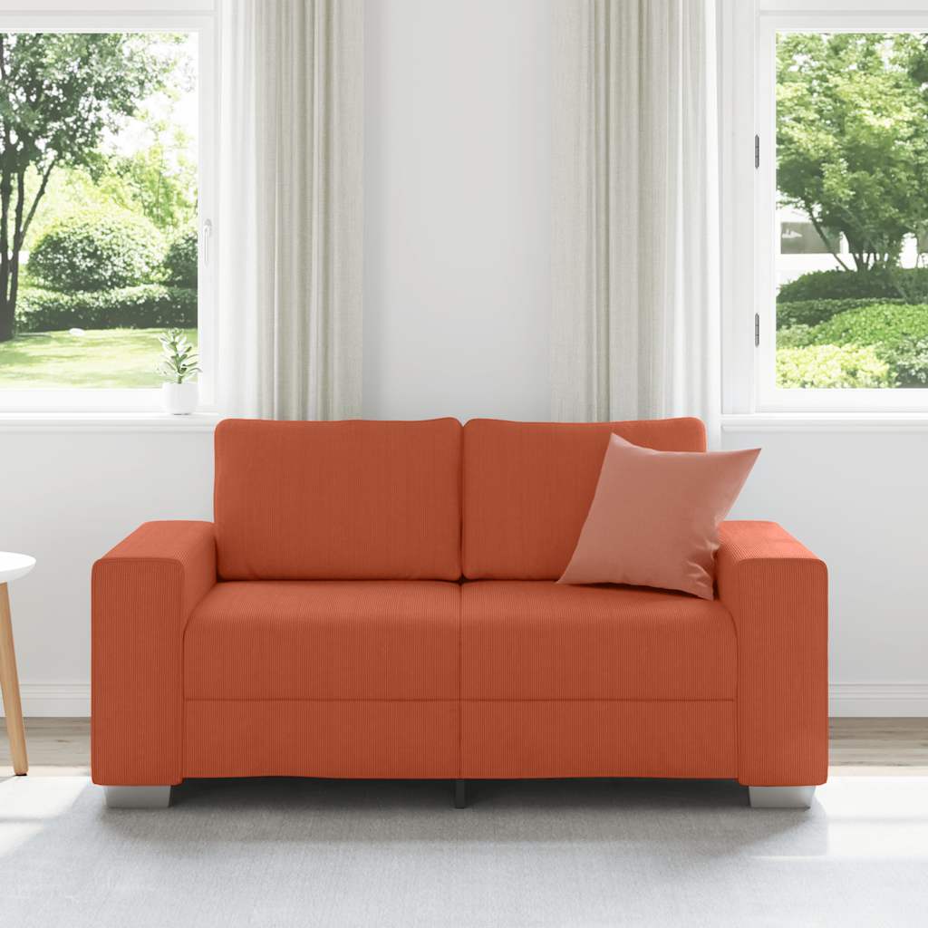 Divano Divanetto Rosso Arancione 160x77x82 cm Tessuto Velluto a Coste | homemem39